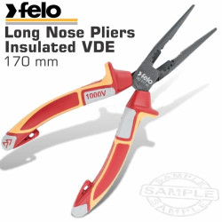 FELO PLIER LONG NOSE 170MM INSULATED VDE