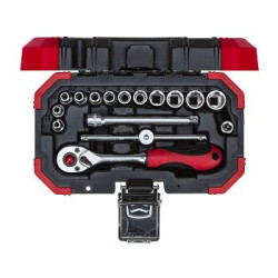 SOCKET GED RED SET 1/4`` 4-13MM+BITS16PCE