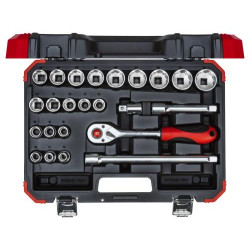 SOCKET GED RED SET 1/2``10-32MM+BITS24PCE