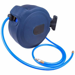AIR HOSE REEL 15M X 9.5MM(3/8) PU HOSE P/P CASING WALL MOUNT
