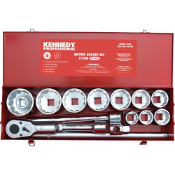 KENNEDY METRIC SOCKET SET 15PC 1INCHSQ. DR.