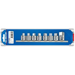 SOCKET SET 8PC 1/2DR SQUARE 8-19mm ON A RAIL