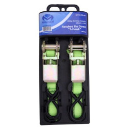 RATCHET TIE-DOWN S-HOOK 2 PIECE SET 2.5CM*4.5M